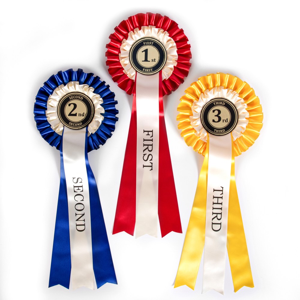 1st to 3rd Place 1 Tier Spotted Rosettes  FREE POSTAGE 